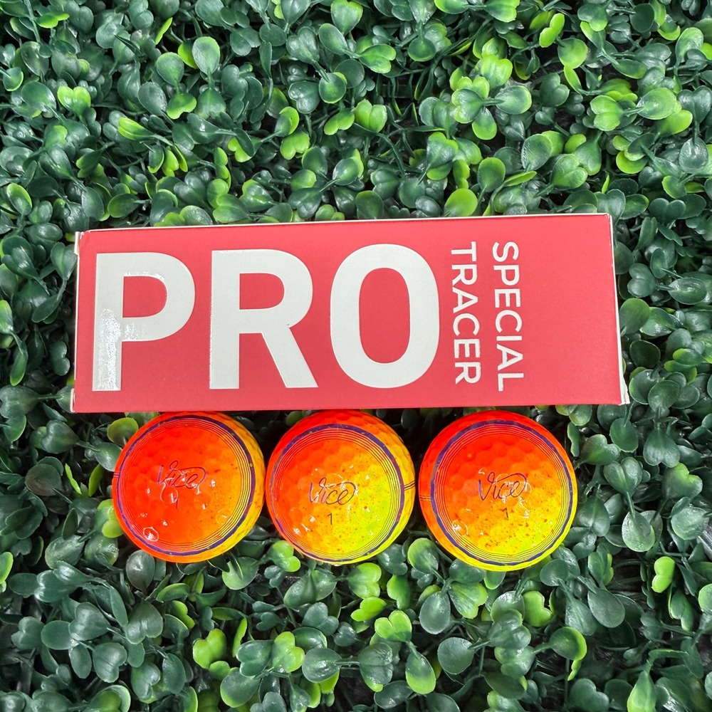 Vice Pro Special Tracer Golf Balls 3 Count Orange Yellow Drip Urethane 3-Piece
